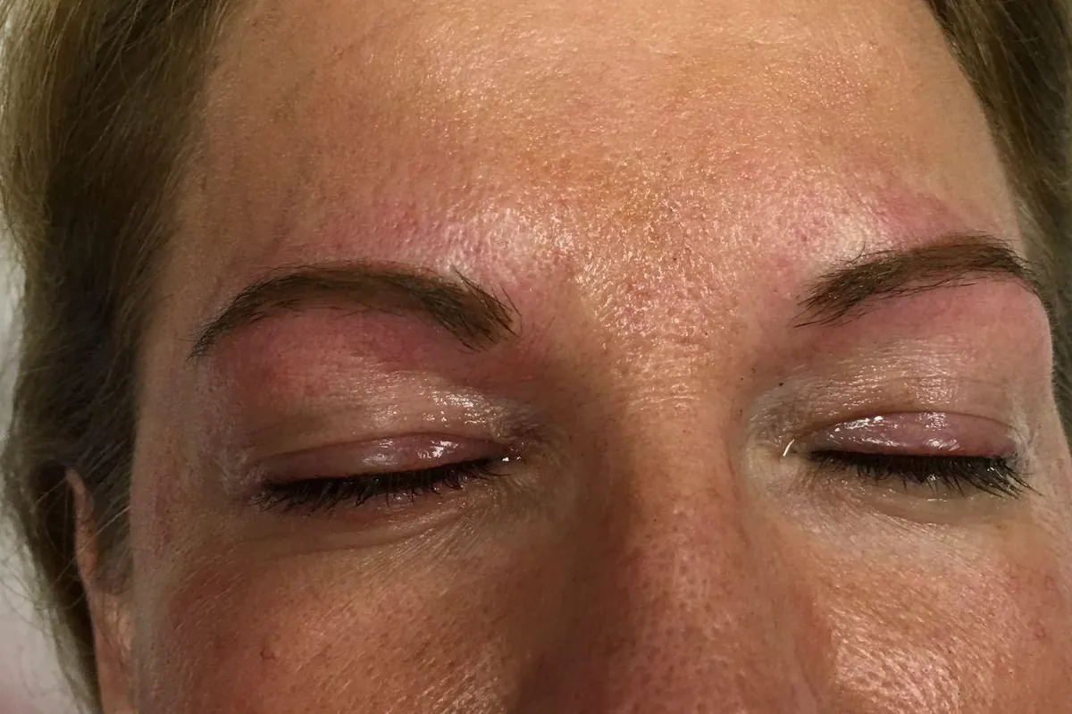 After: the same client's eyebrows immediately after the procedure, softly shaped and fuller